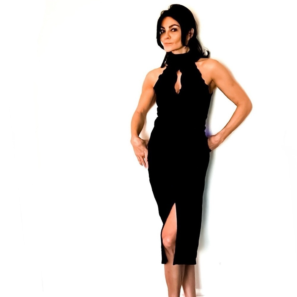 Vintage Versace Classic Black Velvet Cocktail Dress with Gold Undertones 38 2